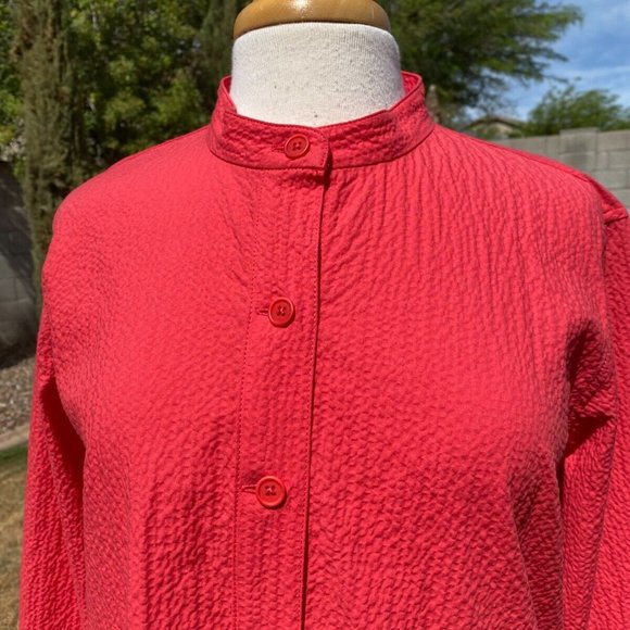 Eileen Fisher Mandarin Collar Jacket Top Blouse Orange Organic Cotton NWT - Picture 4 of 12